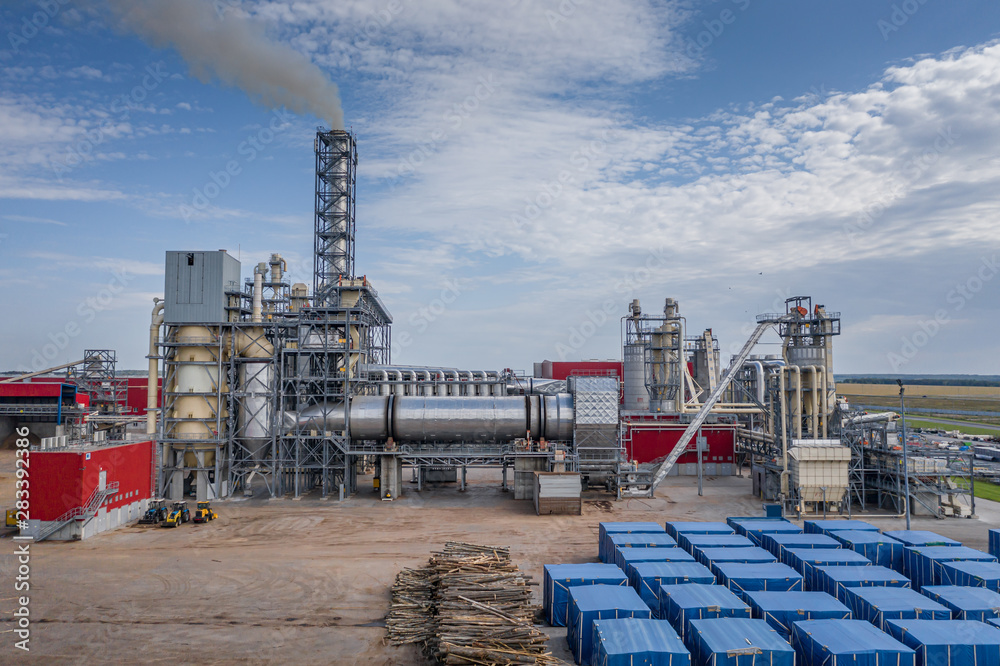 Obraz premium Factory for processing wood. Ufa Russia.