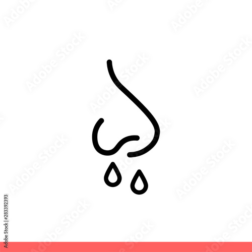 Runny nose vector icon, sick symbol