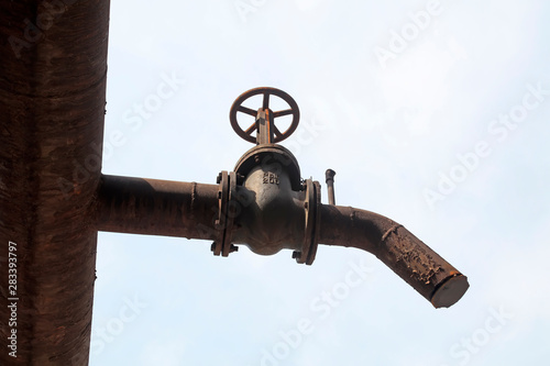 oxidize pipeline and handwheel in a factory