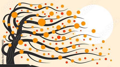 Autumn Forest With Falling Leaves. Nature. Autumn Landscape. Vector
