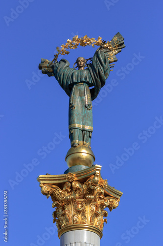 Statue of Beregin at the Independence Monument of Ukraine in Kiev