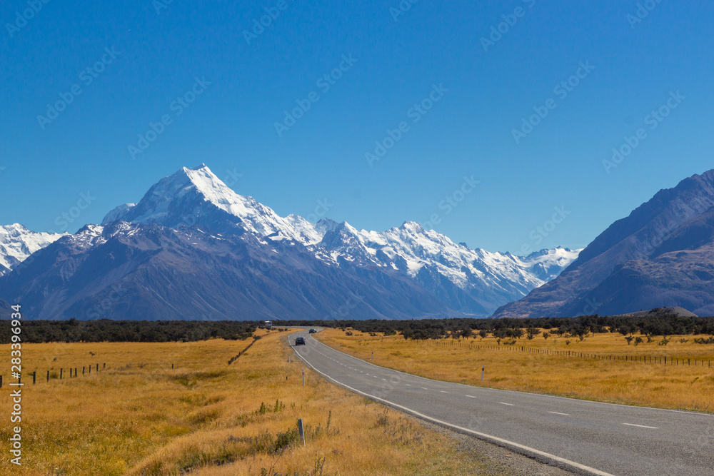 road to Aoraki National Park, New Zealand road to Aoraki National Park, New Zealand