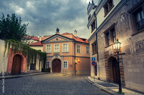 Ancient street in old European town, nobody
