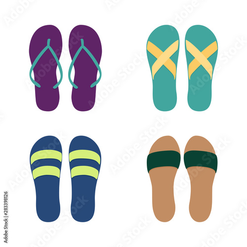 Set of different flip flops, vector illustration photo