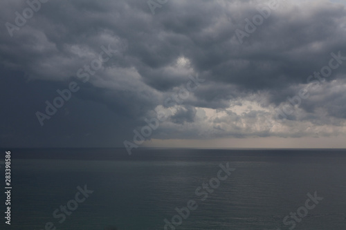 Distant storm off the coast of Sochi, Russia on the Black Sea.