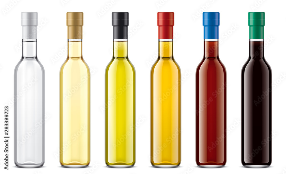 Glass bottles mockup for oil and sauce. Glass bottles mockup for oil and sauce.