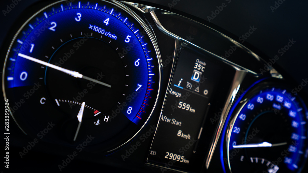 Fototapeta premium Digital Car Speedometer And Odometer 