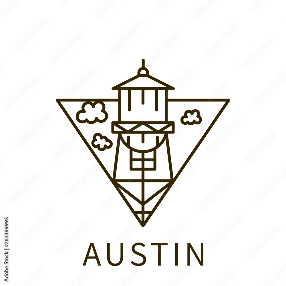 Austin icon. Element of city in triangle icon Austin icon. Element of city in triangle icon