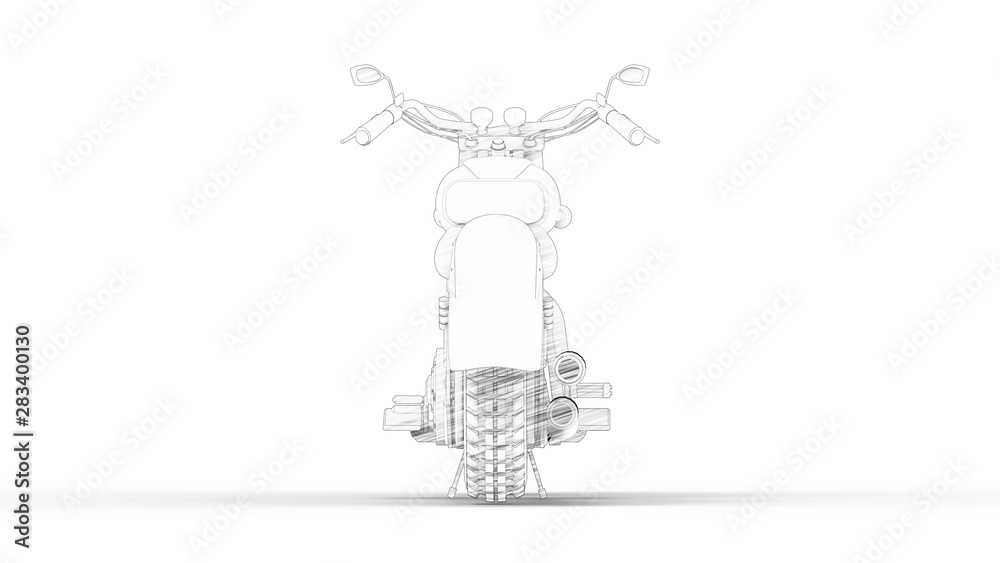 Motorcycle cruiser sketch isolated in white studio background