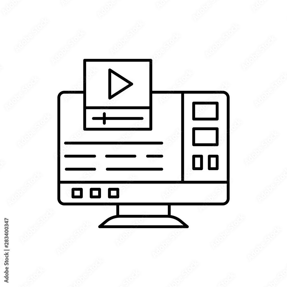 Learning, video tutorial, computer icon. Element of education line icon