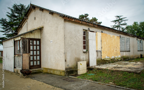 Disused and abandoned historic military buildings at CAFI Sainte-Livrade, France, serving in the past to house French repatriates from Indochina since 1956.
