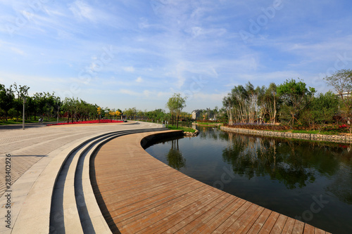 Chinese classical architecture in a park photo