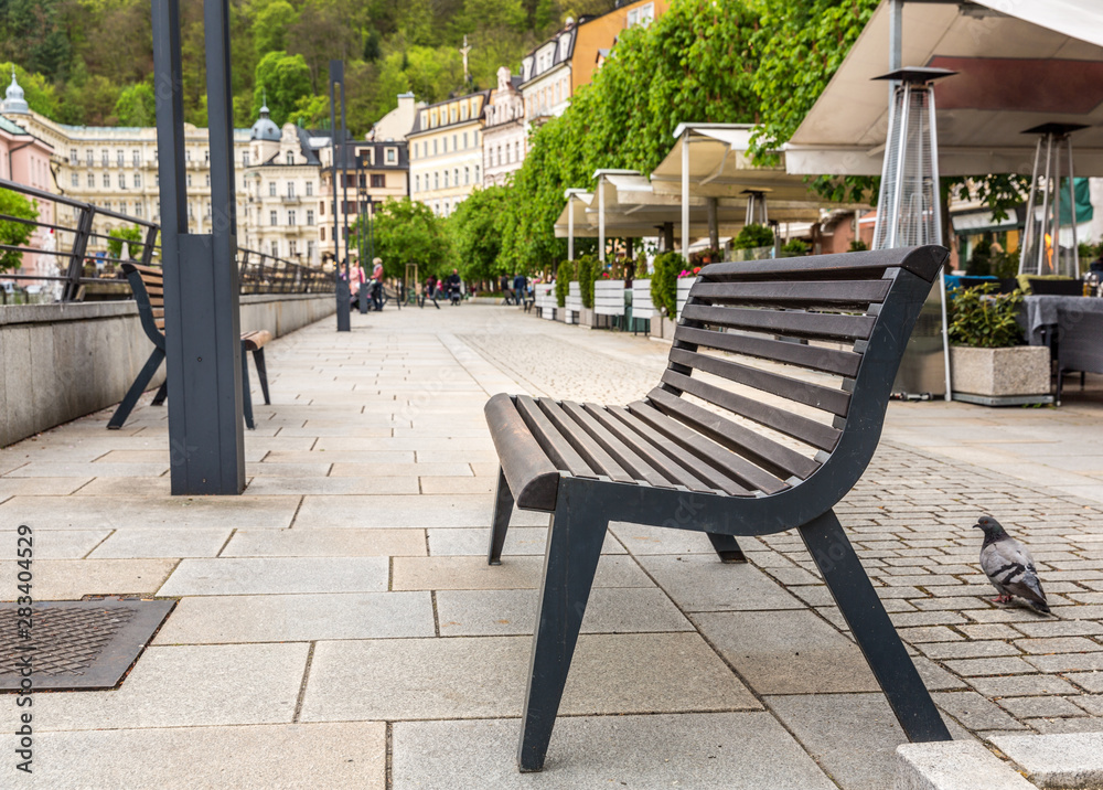 Benches on a tourist street, Karlovy Vary