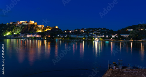 Koblenz Ehrenbreitstein mit Festung am Rhein, Abendstimmung