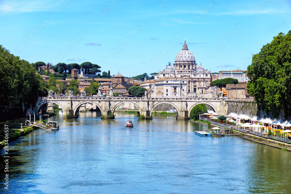 Sant'Angelo Bridge over Tiber river in Rome