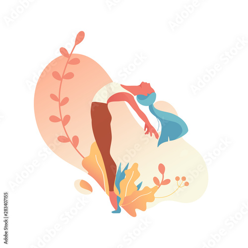 Woman activities. Girl doing sports  yoga  dancing  fitness exercise in different poses. Sport women flat illustration isolated on white background for website and mobile website development.- Vector