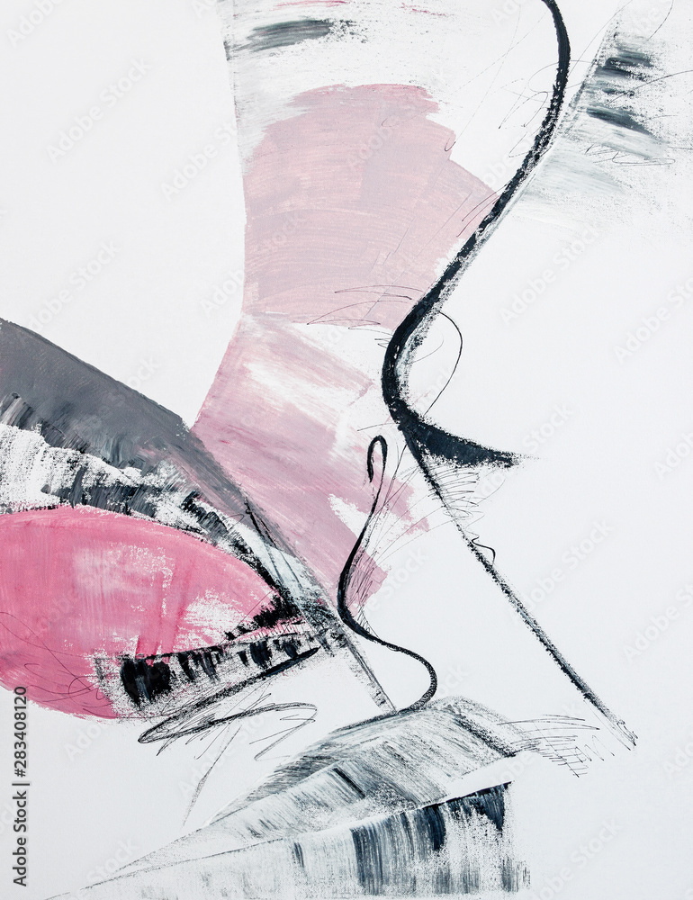 Fototapeta abstract pink and gray acrylic painting on canvas	