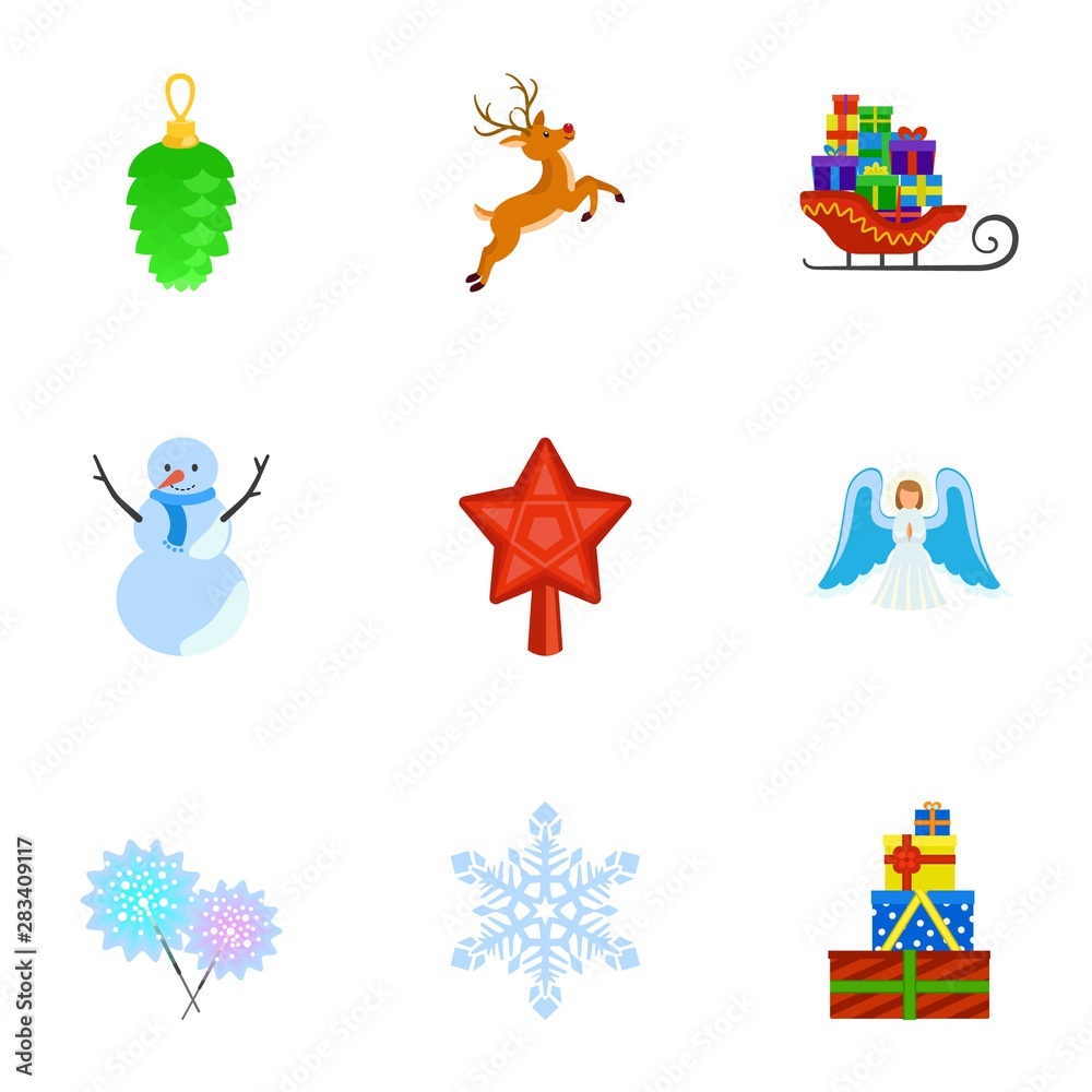 Winter holidays icon set. Flat set of 9 winter holidays vector icons for web design isolated on white background