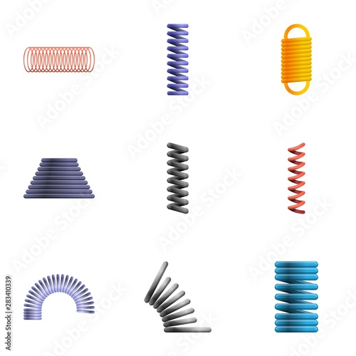 Wire coil icon set. Cartoon set of 9 wire coil vector icons for web design isolated on white background