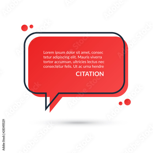 Quote speech bubble, text box, message balloon, colorful sticker isolated on white background. Vector illustration