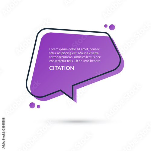 Quote speech bubble, text box, message balloon, colorful sticker isolated on white background. Vector illustration