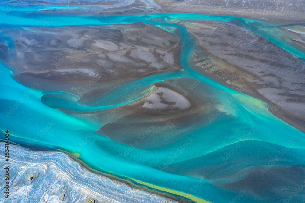 Amazing Nature, Aerial view of glacier rivers,Iceland