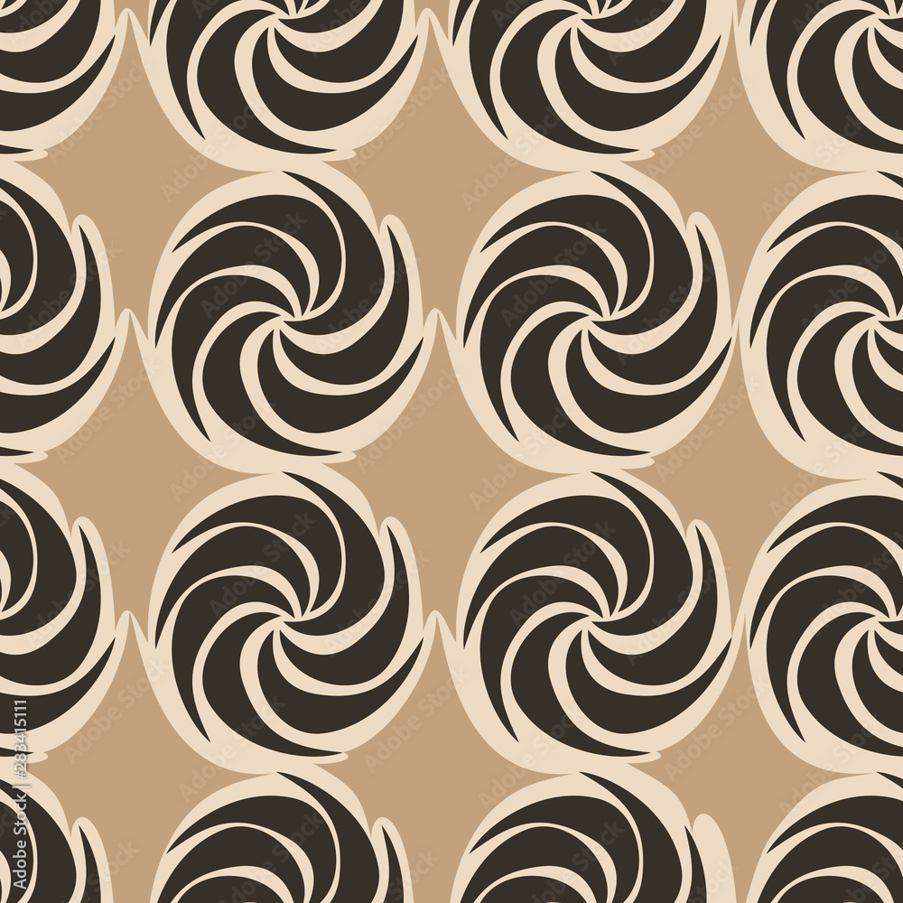 Brown Vector decorative continuous background using wavy lines, curves and circles. Composition can be used as wallpaper. Brown Vector decorative continuous background using wavy lines, curves and circles. Composition can be used as wallpaper.