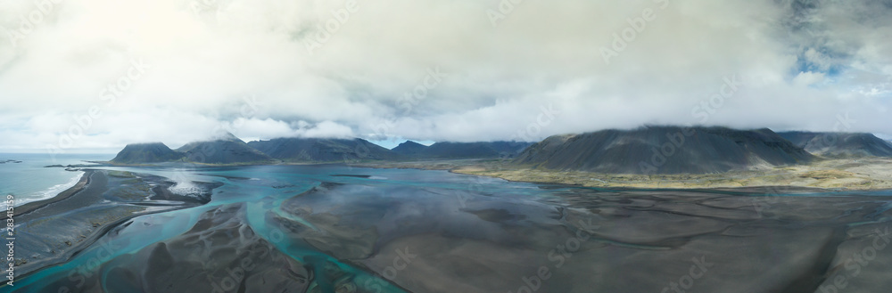 Fototapeta premium Aerial view of amazing iceland landscapes