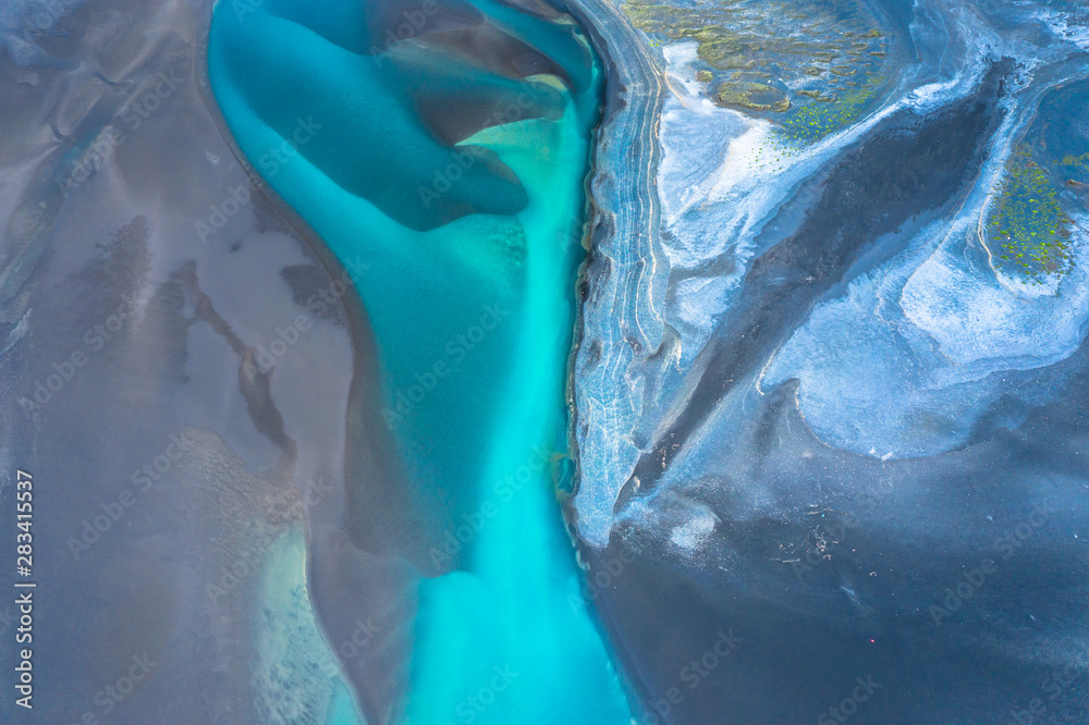 Amazing Nature, Aerial view of glacier rivers,Iceland