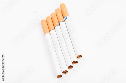 Cigarettes isolated on white background.Copy space