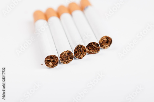 Cigarettes isolated on white background.Copy space