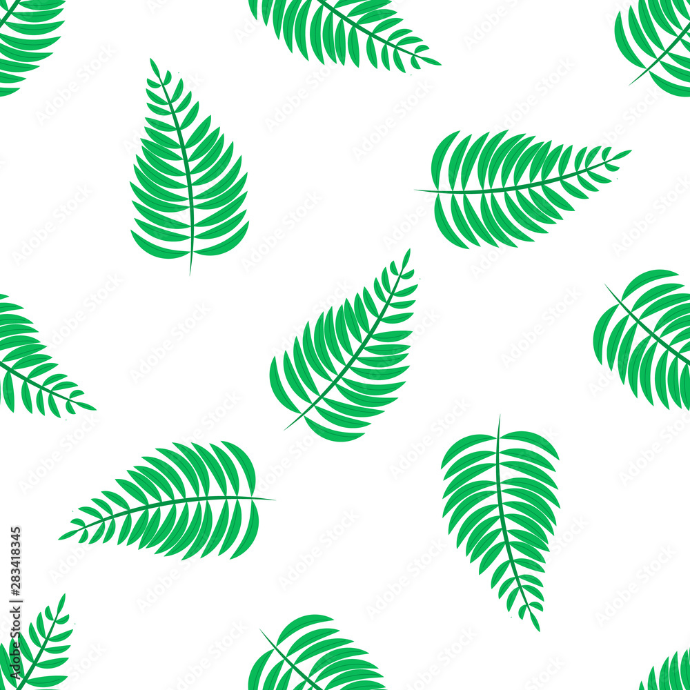 Tropical palm leaves background. Seamless vector pattern with jungle leave..