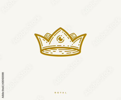 Crown simple vector linear design for logo or icon.