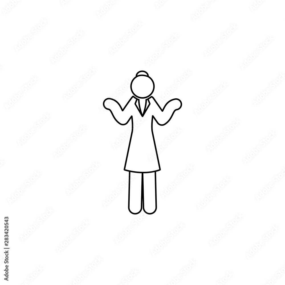 Businesswoman, do not know icon. Element of independent woman line icon Businesswoman, do not know icon. Element of independent woman line icon
