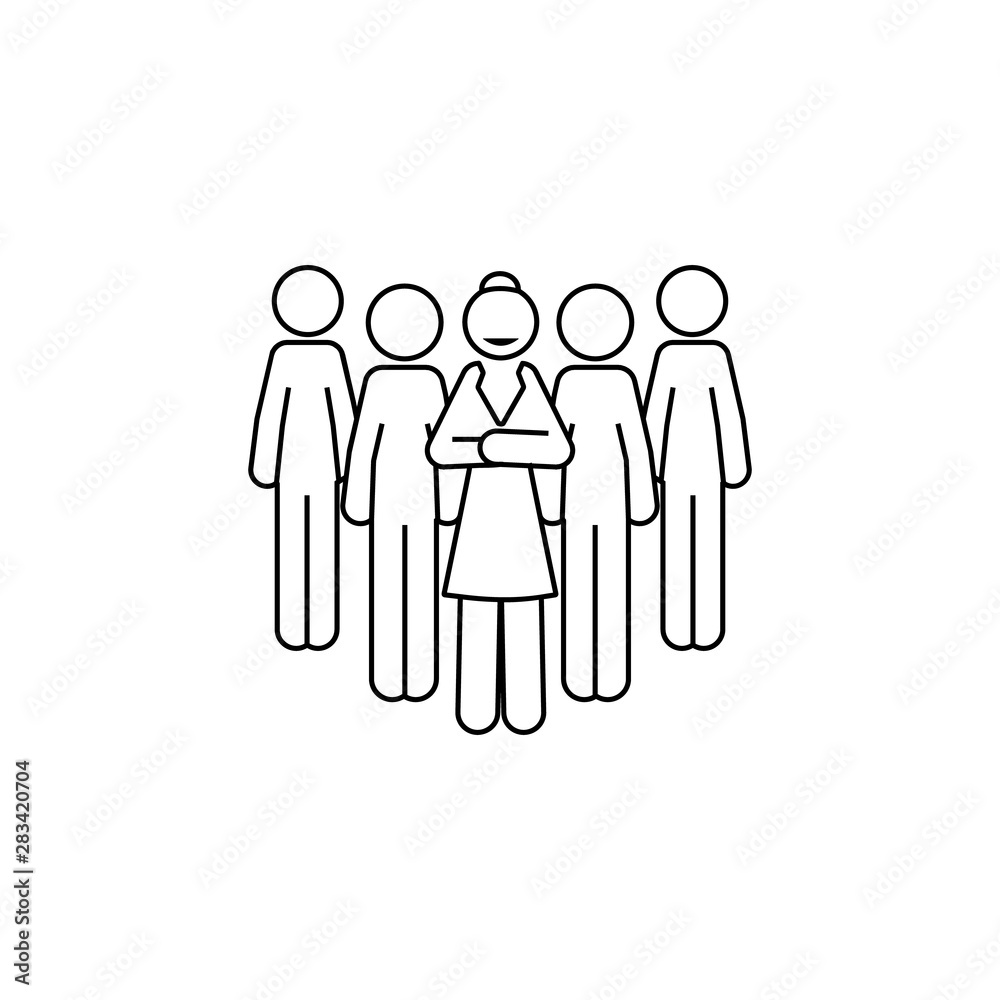 Businesswoman, team icon. Element of independent woman line icon Businesswoman, team icon. Element of independent woman line icon