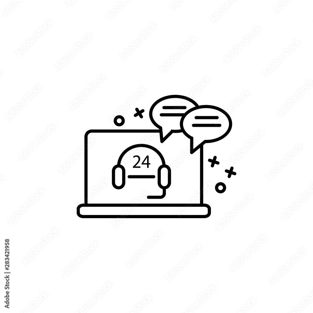 Laptop, chat, headphone icon. Element of customer services icon Laptop, chat, headphone icon. Element of customer services icon