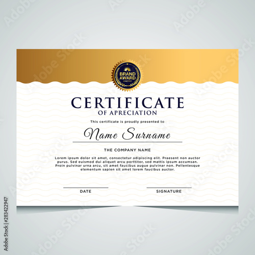 elegant blue and gold diploma certificate template. Use for print, certificate, diploma, graduation