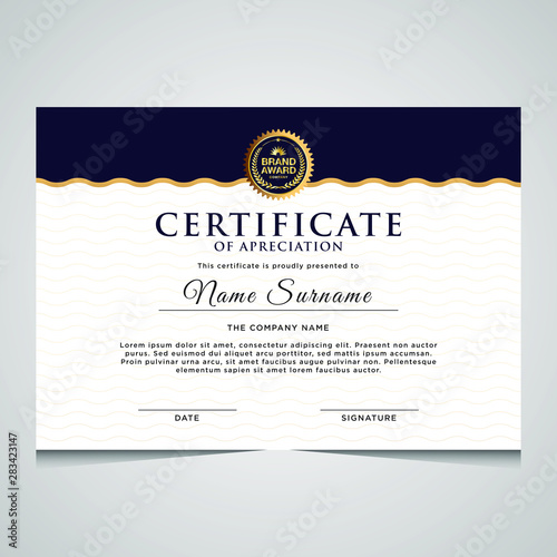 elegant blue and gold diploma certificate template. Use for print, certificate, diploma, graduation