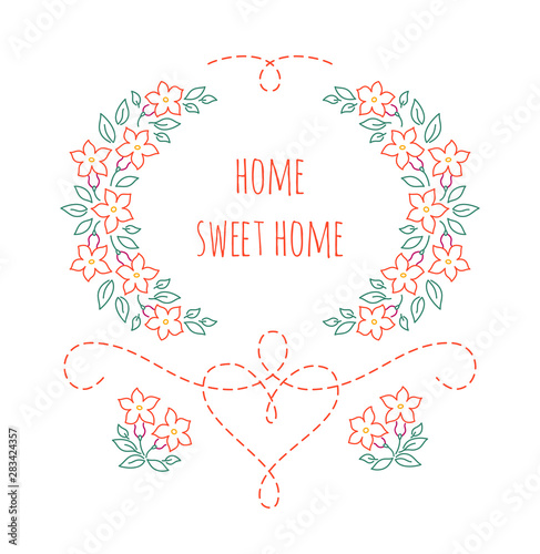Home, sweet home embroidery - red