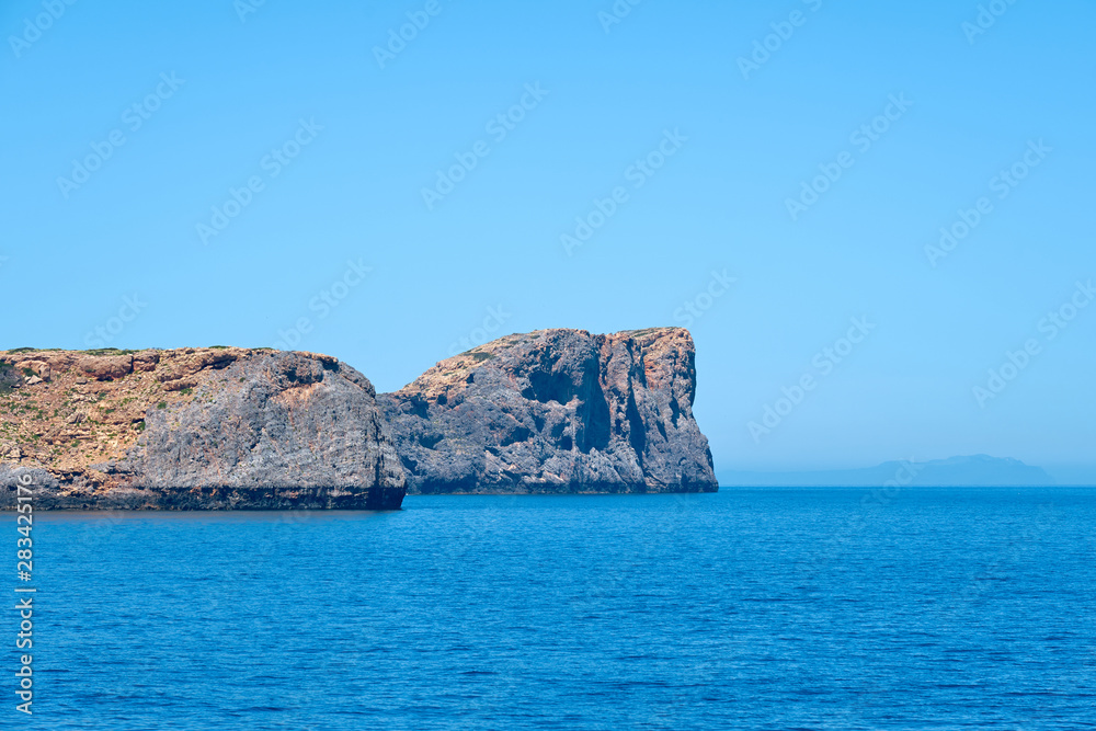                            Rocky islands of Crete, Greece. Copy space.    