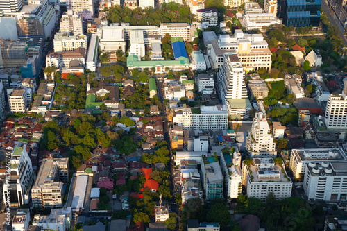 Aerial view Bangkok city rooftop in Thailand