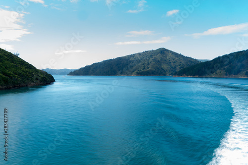 Stunning coastal scenery of Coos Strait and the Marlborough Sounds in New Zealand