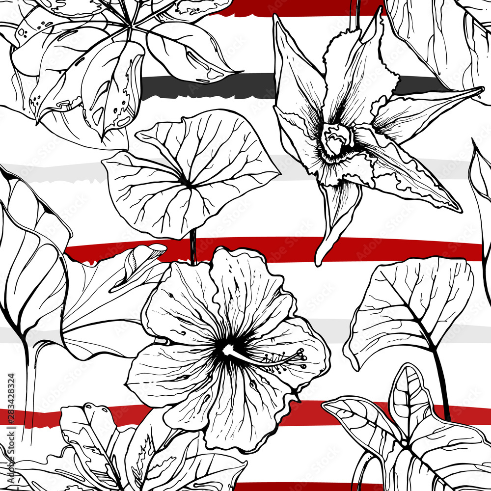 Fototapeta premium Tropical, modern stripes motif