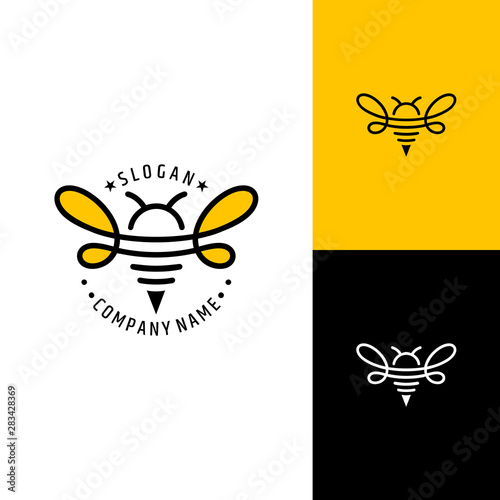 bee logo.line art style.simple minimalist animal icon.modern logo design