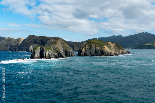 Stunning coastal scenery of Coos Strait and the Marlborough Sounds in New Zealand © Stewart