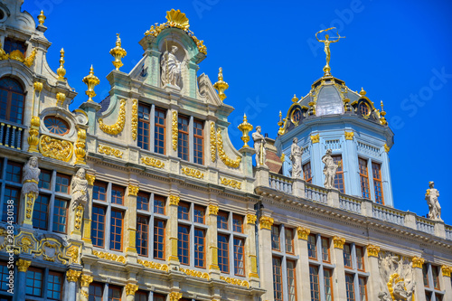 Buildings and architecture in the Grand Place  or Grote Markt  the central square of Brussels  Belgium.
