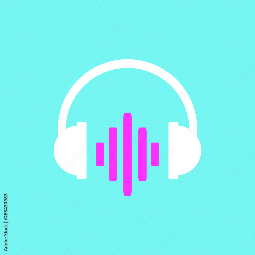 Music Headset Logo Design Template, Element Design. Music store. Vector illustration isolated on white background Music Headset Logo Design Template, Element Design. Music store. Vector illustration isolated on white background