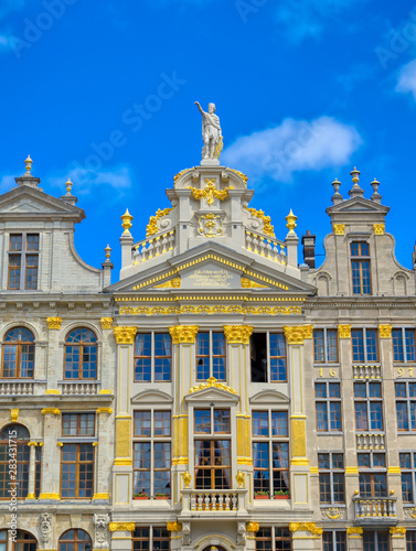 Buildings and architecture in the Grand Place, or Grote Markt, the central square of Brussels, Belgium.