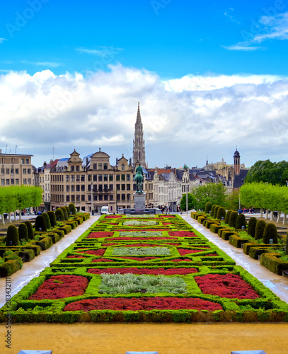 The public garden in the Mont des Arts in the centre of Brussels, Belgium.