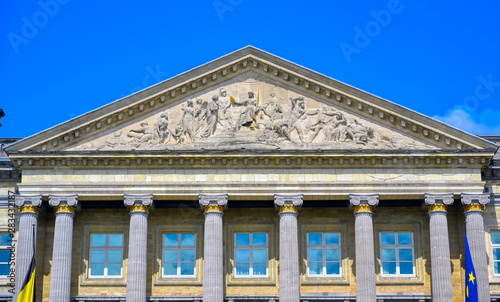 Brussels  Belgium - April 27  2019 - The Palace of the Nation  which houses the Belgian Chamber of Representatives and the Senate in Brussels  Belgium.